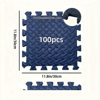 TEMU 100pcs Thick Eva Foam Floor Mats - Waterproof, Non-slip, Interlocking Fitness Pads For Home & Gym Use, 30x30cm
