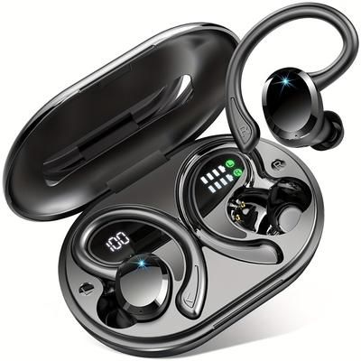 TEMU Q38 Wireless Earbuds, Wireless Headphones With Hd Mic, Stereo Noise Canceling Earbud, 48h Dual Led Display, Usb-c, Sport Wireless Earphones With Earhook