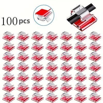 TEMU 100pcs Outdoor Cable Clip With Tape, Lamp Clip, Decorative Clip, Self-adhesive Hook, Fairy Lamp Wire Rack, Small, Transparent