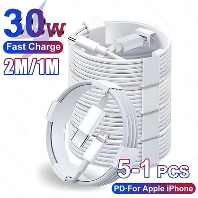 5-1pcs 30W Fast Charging Cable For Apple iPhone 13 12 11 14 Pro Max Mini USB C Cable For X XR XS MAX