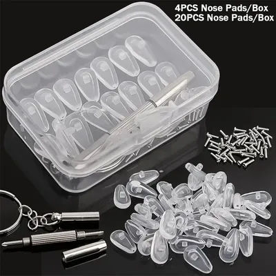 Naselli per occhiali, kit di sostituzione naselli per occhiali, 4/20 pezzi/scatola di naselli in morbido silicone con cacciavite per occhiali