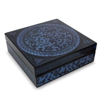 Lacquered wood box, 'Floral Thai'