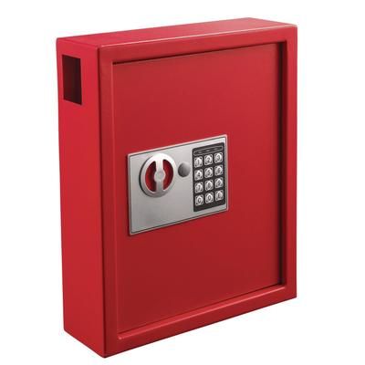 AdirOffice Steel Digital Lock Key Cabinet, 40-Key, 13 x 4 x 14.3, Stainless Steel 304, Red (ALHI68040RED)
