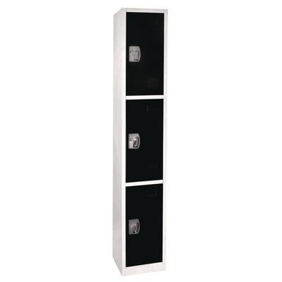 AdirOffice Steel Storage Locker, 3 Compartment, 12 x 12 x 72, Black (ALHI629203BLK)