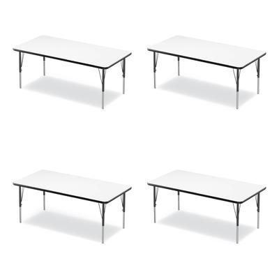 Correll® 3060DE80954P Markerboard Activity Tables, Rectangular, 60" x 30" x 19" to 29", White Top, Black Legs, 4/Pallet CRL3060DE80954P
