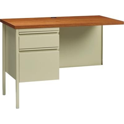Lorell 60923 Single Pedestal Rtn Desk, LH, 42" x 24" x 29-1/2", Putty Oak LLR60923