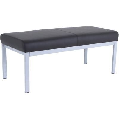 Lorell 66999 Healthcare Seating Guest Bench, Silver Powder Coated Steel Frame, Black, Vinyl, 44.6" x 20.3" Depth x 18.9" Height, 1 Each LLR66999