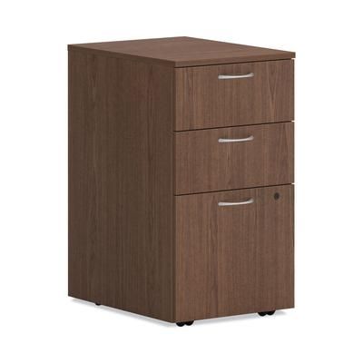 Hon PLPMBBFLE1 Mod Mobile Pedestal, Left or Right, 3-Drawers: Box/Box/File, Legal/Letter, Sepia Walnut, 15" x 20" x 28" HONPLPMBBFLE1