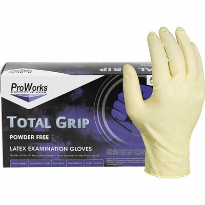 Hospeco GLL165FX Total Grip Latex Powder Free Exam Gloves, X-Large Size, 100/Box, 8 mil Thickness, 9.40" Glove Length - Case of 1000 HOSGLL165FX