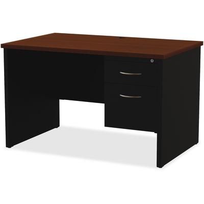 Lorell 79147 Right Pedestal Desk, 30" x 448", Black/Walnut LLR79147