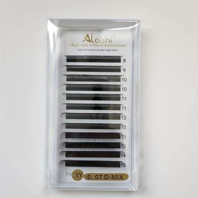 TEMU Ailaishi Yy Shape Mink Eyelash Extensions | 0.07mm , C/d Curve, 8-15mm Length | Brazilian Volume Fan Lashes | Beginner-friendly & Reusable | Lightweight With High End Design For Salons