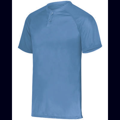Augusta Sportswear AG1565 Athletic Attain Wicking Two-Button Baseball Jersey T-Shirt in Power Blue size Small | Polyester 1565