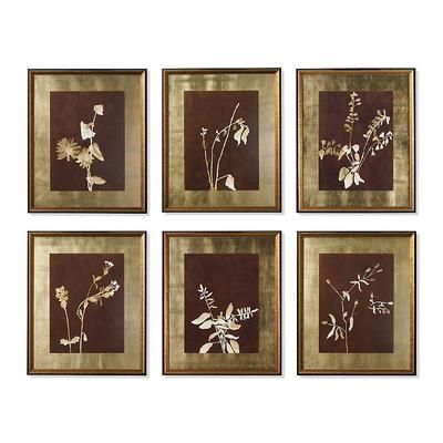 Sepia Gold Leaf Floral Prints - Print III - Frontgate