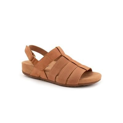 Wide Width Women's Burnaby Adjustable Strap Sandal by SoftWalk in Tan Nubuck (Size 8 W)