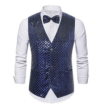 Anni Ruggenti Anni 1920 Retrò Vintage Gilet Papillon Il grande Gatsby Gentiluomo Paillettes Vintage Costume Per uomo Natale Halloween Carnevale Performance Addio al Nubilato Festival Adulti Gilet