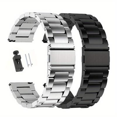 TEMU 2pcs 20mm 22mm Stainless Steel Watch Band For Smartwatch, Quick Release, Compatible With Galaxy Watch 7/fe/6/5pro/4/ Bracelet For Gts-gtr-4-3-2e-mini, For Honor Watch Band Bracelet Strap