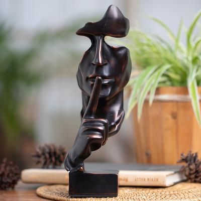Silent Art,'Javanese Artisan-Made Resin Sculpture in Dark Copper Hues'