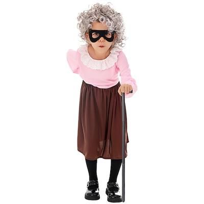 Donne anziane nonna Abiti Parrucche cosplay Costume Personaggio classico delle fiabe Cosplay for Ragazze Bambini Halloween Carnevale Feste Performance Ritorno a scuola
