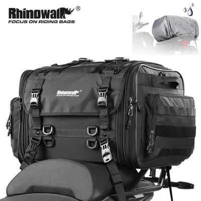 Rhinowalk Motorcycle Rear Tail Bag Expandable Motorcycle Luggage Bags Waterproof Large Capacity Cycling Travel Bumper Saddle Bag