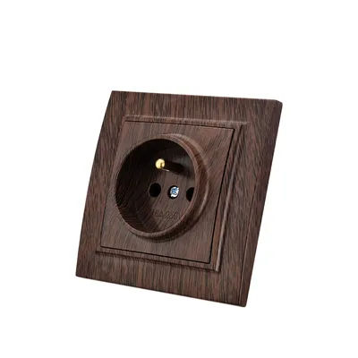 WESA France Wood Power Socket Spray Paint Electrical Outlett With Ground Wall Embed Socket Plugs Flame Retardant Plastic Socket