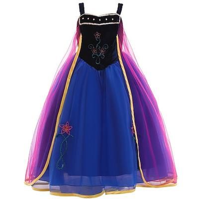 Regina delle nevi Gelido Principessa Anna Vestito Costume Abito da damigella Costumi a Tema Film e TV for Ragazze Bambini Natale Carnevale Settimana del libro Performance Festa / Sera