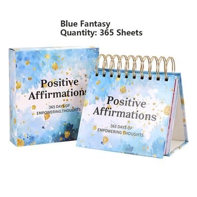 TEMU 1pc Inspirational Desktop Flip Calendar - 365 Days Of Positive Affirmations With Empowering Quotes, Daily Motivational Reminders, Paper Standing Coil Calendar For Home, School, Office