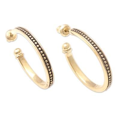 '18k Gold Plated Sterling Silver Half-Hoop Earrings (1 inch)'