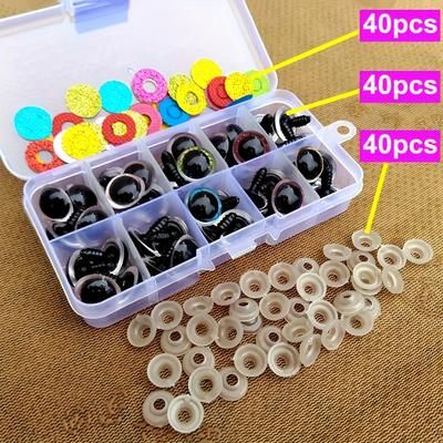 TEMU 40pcs Plastic Safety Eyes, 8 Colors Filled Glitter Craft Crochet Eyes Suitable For Teddy Bear, Amigurumi Craft, Filled Animal Making