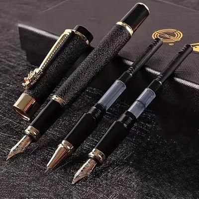 TEMU 3pcs Metal Fountain Pens With Iridium Nibs (0.38mm/0.5mm/1.0mm) - Ideal For Writing & Drawing, Gift