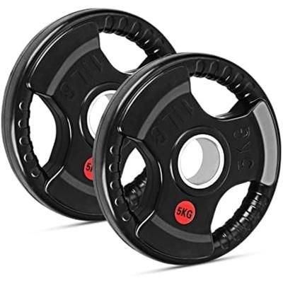 TEMU 2pcs Weight Plates Heavy-duty Cast Iron With Rubber Coating Weight Plates For Strength Training And Muscle 5kg Weight Plate 2' Opening And Tri-grips