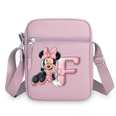 Mickey Minnie Disney Women Pink Shoulder Bag Fashion Mini Oxford Mobile Phone Bag Crossbody Bag Kawaii Ladies Waist Pack Gift