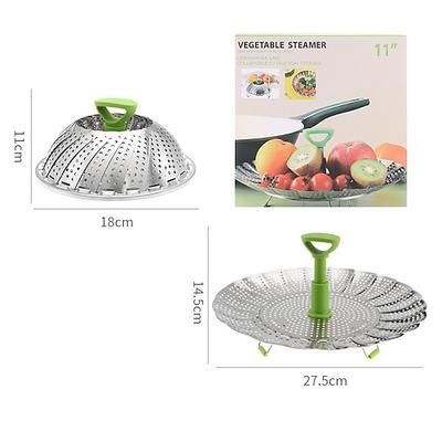 cestello per cottura a vapore di verdure per cucinare cibo, cestello per cottura a vapore di verdure in acciaio inox per pentola, inserto per cottura a vapore pieghevole ed espandibile con manico