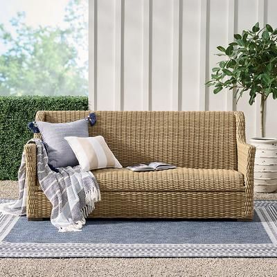 Montville Wicker Outdoor Outdoor Sofa - Honey - Grandin Road