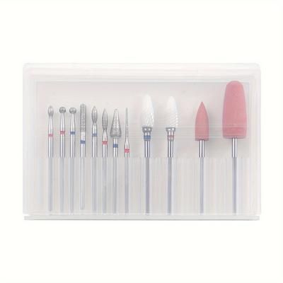 TEMU 12pcs Nail Drill Bit Set Made Of Diamond Dust, Silicone, And Ceramic, Odorless, Suitable For And Pedicures - Includes Polishing And Cuticle Removal Tools Of High .