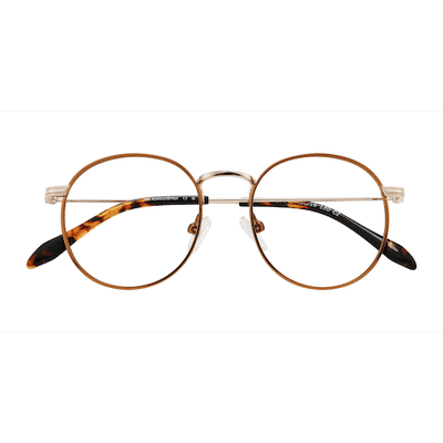 Unisex s round Coffee Metal Prescription eyeglasses - Eyebuydirect s Wistful