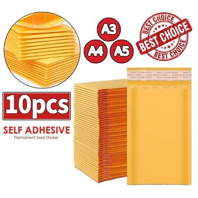 TEMU 10 X Gold Padded Lined Envelopes Bags Postal Wrap Mailers Self Seal 10pc A3 A4 A5 New