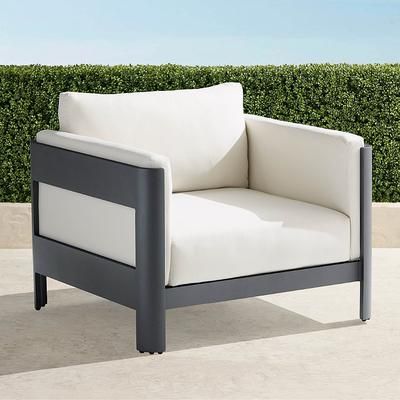 Azores Lounge Chair with Cushions in Matte Black Aluminum - Rain Cobalt - Frontgate