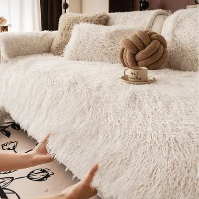Coussin de canapé en peluche épais, Super doux, antidérapant, couverture de canapé artificielle en forme de L, tapis de serviette pour salon