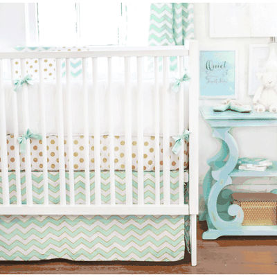 New Arrivals Gold Rush in Mist 3 Piece Crib Bedding Set