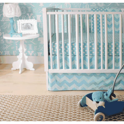 New Arrivals Zig Zag Aqua 4 Piece Baby Crib Bedding Set