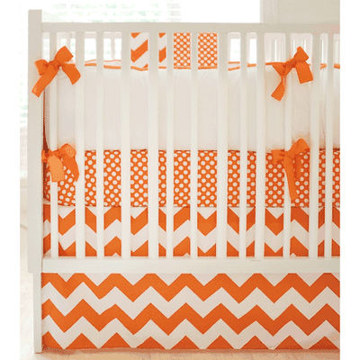 New Arrivals Zig Zag Tangerine 2 Piece Baby Crib Bedding Set
