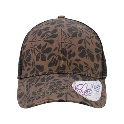 Infinity Her CHARLIE Women's Modern Trucker Cap in Chocolate Floral/Black size Adjustable | Cotton