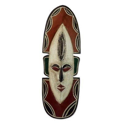 Ghanaian wood mask, 'Love Me' - Fair Trade Carved Wood Mask