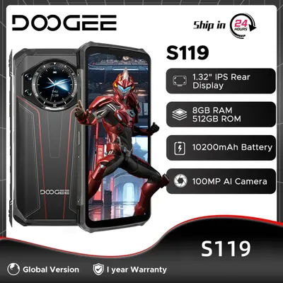 Global Version DOOGEE S119 Rugged Phone 6.72" FHD+ IPS Screen 8GB 512GB 100MP AI Main Camera 10200mAh Battery 33W Android 14 NFC