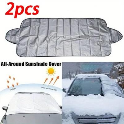 TEMU 2pcs 70cmx150cm Car Windscreen Windshield Frost Cover Window Mirror Protector