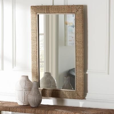 Geralyn Japandi Natural Seagrass Rectangular Wall Mirror by Wholesale Interiors INC in Natural (Size ONE SIZE)