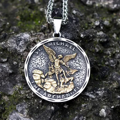 new Men Stainless Steel Archangel St.Michael Guardian Pendant Necklaces Fashion Jewelry Creativity Chains Gifts