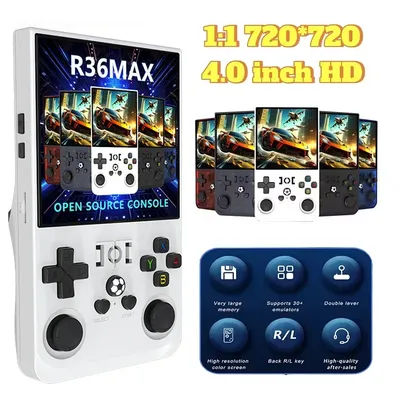 R36MAX Retro Handheld Game Console 4.0 inch Big Screen Portable Pocket Video Player 1000+ Games Linux System