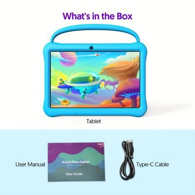 TEMU 10 Inch Android 13 Kids Tablet, -core Processor, Silicone Hand Withdrawal Holster, 4gb (2+2) 64gb Rom, Dual Camera 2mp+8mp, 6000mah Large Capacity, Hristmas Gift