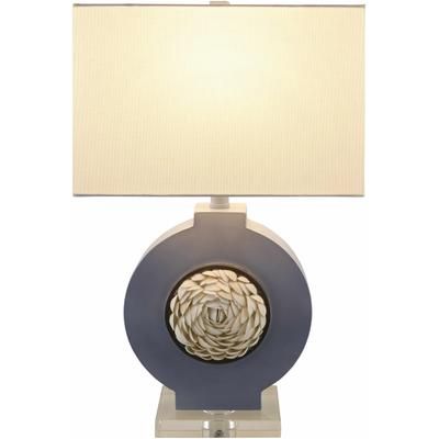 Novodvinsk 24"H x 14"W x 14"D Modern Ice Blue/White/Clear/Metallic - Nickel/Translucent Table Lamp - Boutique Rugs